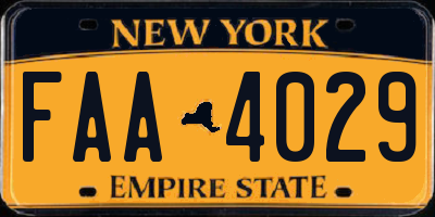 NY license plate FAA4029