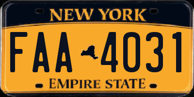NY license plate FAA4031