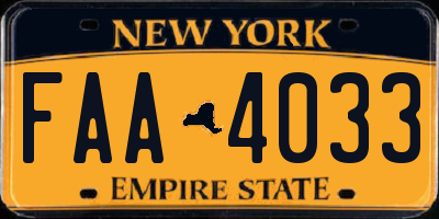 NY license plate FAA4033