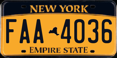 NY license plate FAA4036