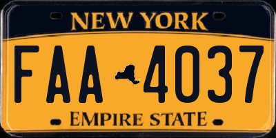 NY license plate FAA4037