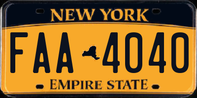 NY license plate FAA4040