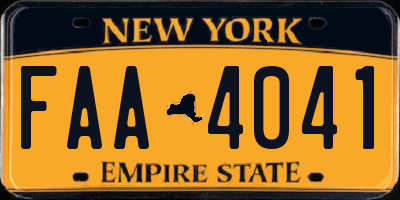 NY license plate FAA4041