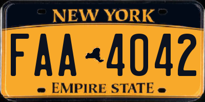 NY license plate FAA4042