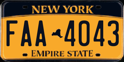 NY license plate FAA4043