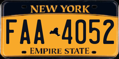 NY license plate FAA4052
