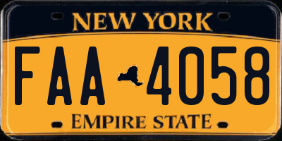 NY license plate FAA4058