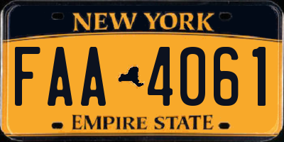 NY license plate FAA4061