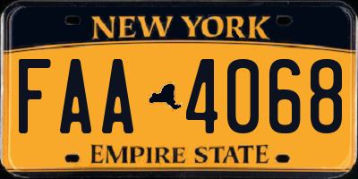 NY license plate FAA4068