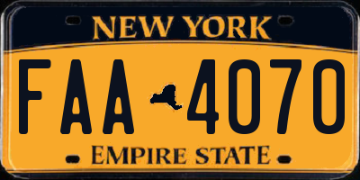 NY license plate FAA4070