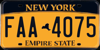 NY license plate FAA4075