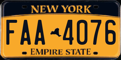 NY license plate FAA4076