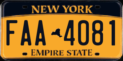 NY license plate FAA4081