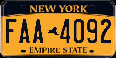 NY license plate FAA4092