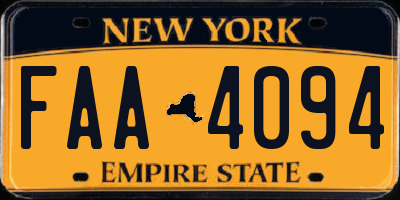 NY license plate FAA4094