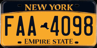 NY license plate FAA4098