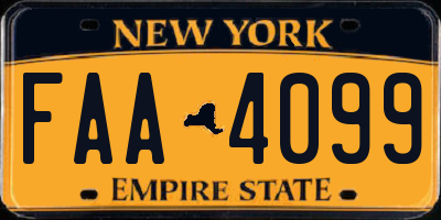 NY license plate FAA4099