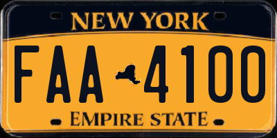 NY license plate FAA4100