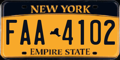 NY license plate FAA4102