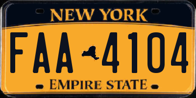 NY license plate FAA4104