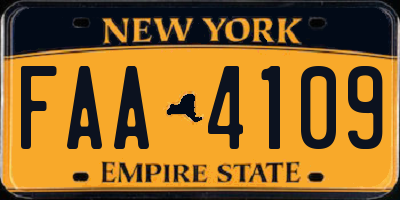 NY license plate FAA4109
