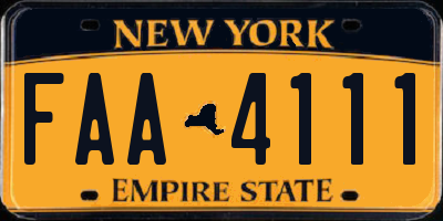 NY license plate FAA4111