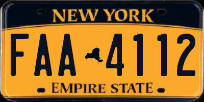 NY license plate FAA4112