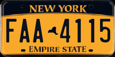 NY license plate FAA4115