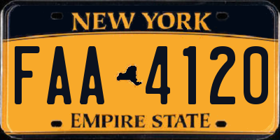 NY license plate FAA4120