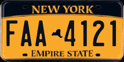 NY license plate FAA4121