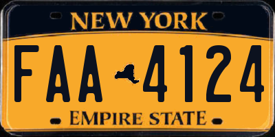 NY license plate FAA4124