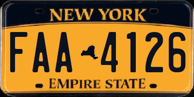 NY license plate FAA4126