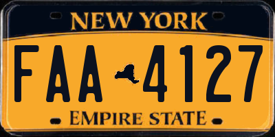 NY license plate FAA4127