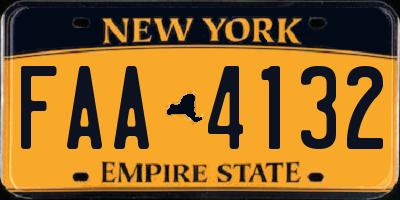 NY license plate FAA4132