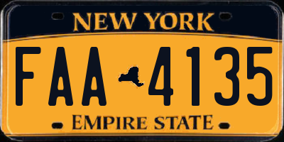 NY license plate FAA4135