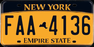 NY license plate FAA4136