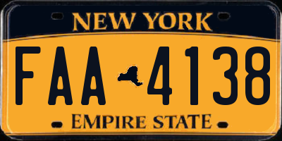 NY license plate FAA4138