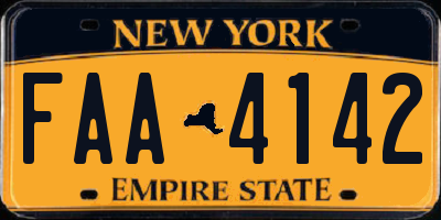 NY license plate FAA4142