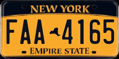 NY license plate FAA4165