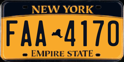 NY license plate FAA4170