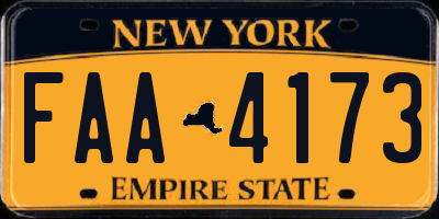 NY license plate FAA4173