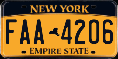 NY license plate FAA4206