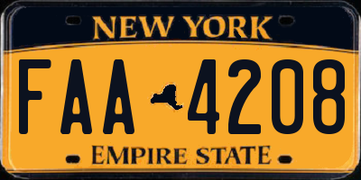 NY license plate FAA4208