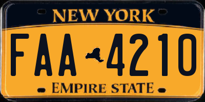 NY license plate FAA4210