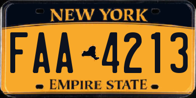 NY license plate FAA4213