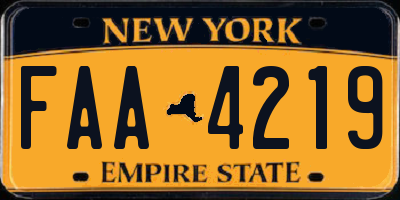NY license plate FAA4219