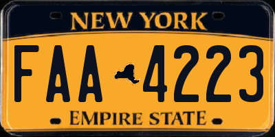 NY license plate FAA4223