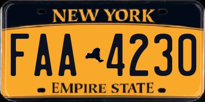 NY license plate FAA4230