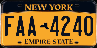 NY license plate FAA4240