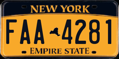 NY license plate FAA4281